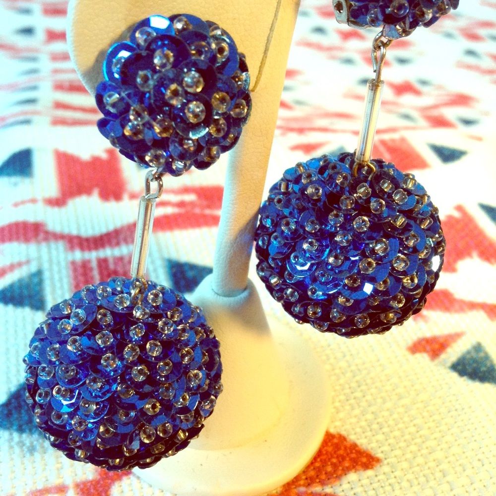 1960's Vintage Mod Sequin & Bead Ball Earrings